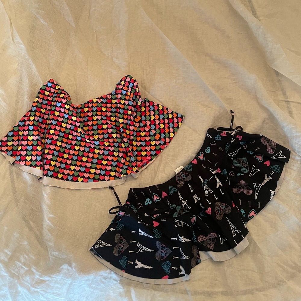 Y2K bikini cover skirts, mini skirts with bows+beads